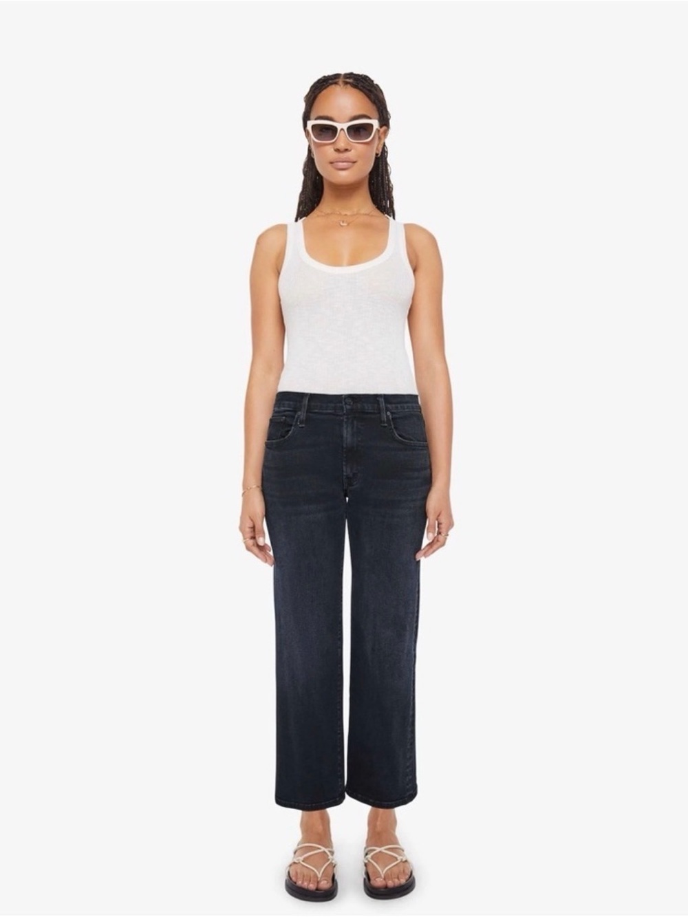 MOTHER Black High-Rise Wide Leg Jeans
